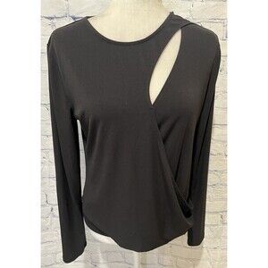 Bold Elements Cut To Curve Black Long-Sleeve black Top With unique cutout Large